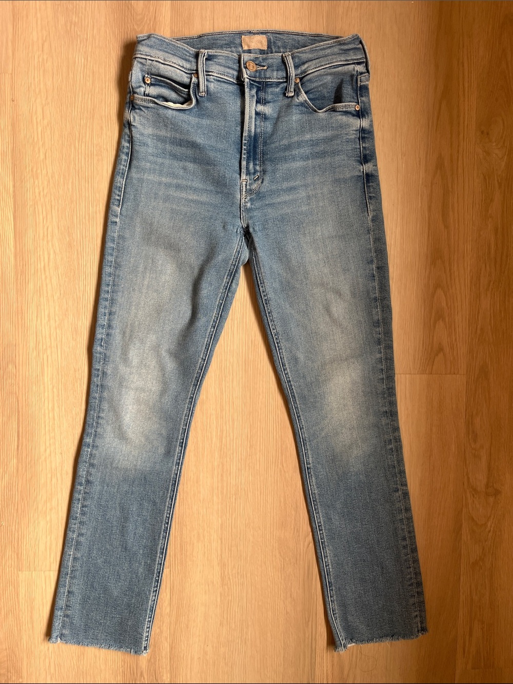 Mother Denim Jeans Mid Rise Dazzler Ankle Fray - Riding the Cliffside